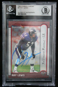 1999 Bowman Chrome #27 Ray Lewis Baltimore Ravens BAS Autograph 10