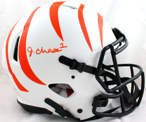 Ja'Marr Chase Signed Bengals Lunar F/S Speed Authentic Helmet -Beckett W Holo