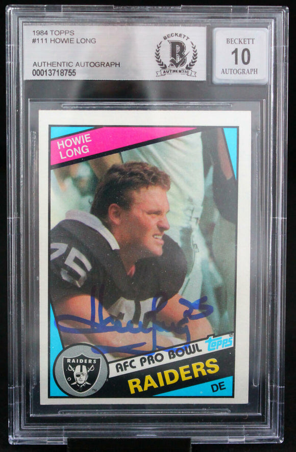 1984 Topps #111 Howie Long Auto Oakland Raiders BAS Autograph 10