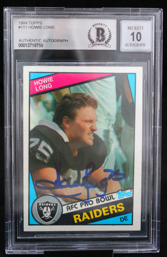 1984 Topps #111 Howie Long Auto Oakland Raiders BAS Autograph 10