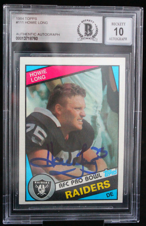 1984 Topps #111 Howie Long Auto Oakland Raiders BAS Autograph 10