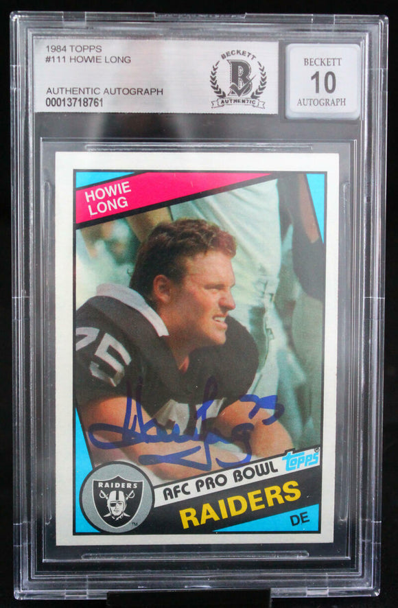 1984 Topps #111 Howie Long Auto Oakland Raiders BAS Autograph 10