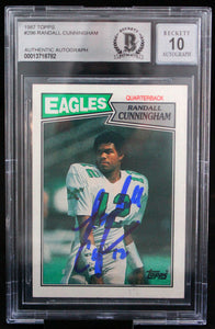 1987 Topps #296 Randall Cunningham Philadelphia Eagles BAS Autograph 10