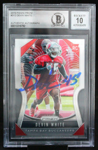 2019 Panini Prizm #312 Devin White Tampa Bay Buccaneers BAS Autograph 10