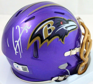 Ray Lewis Autographed Baltimore Ravens Flash Speed Mini Helmet-Beckett W Holo