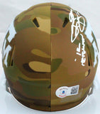 Johnny Manziel Autographed TX A&M Camo Speed Mini Helmet w/Insc.-Beckett W Holo