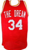 Hakeem Olajuwon Autographed Red Stat Pro Jersey- JSA W *Black