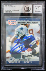 1990 Pro Set #685 Emmitt Smith Auto Dallas Cowboys BAS Autograph 10