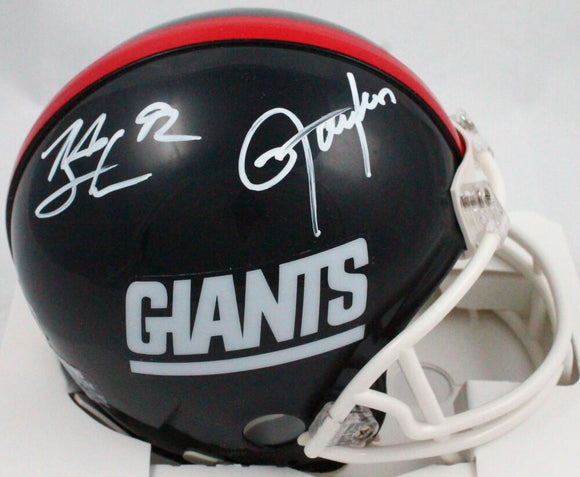 Strahan/Taylor Autographed NY Giants 81-99 TB Mini Helmet-Beckett W Hologram