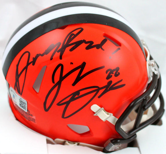 Jeremiah Owusu-Koramoah Signed Cleveland Browns Speed Mini w/Dawg Pound-BAW Holo