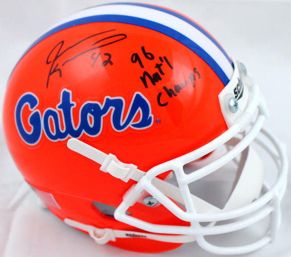 Jevon Kearse Autographed Florida Gators Orange Mini Helmet w/Insc.-BeckettW Holo