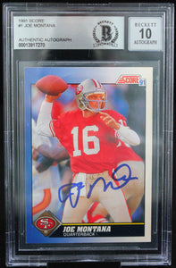 1991 Score #1 Joe Montana Auto San Francisco 49ers BAS Autograph 10