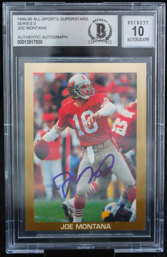 1989-90 All-Sport Superstars #SERIES 3 Joe Montana SF 49ers BAS Autograph 10