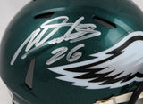 Miles Sanders Autographed Phil. Eagles Speed Mini Helmet-Beckett W Holo *Silver