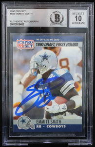 1990 Pro Set #685 Emmitt Smith Auto Dallas Cowboys BAS Autograph 10