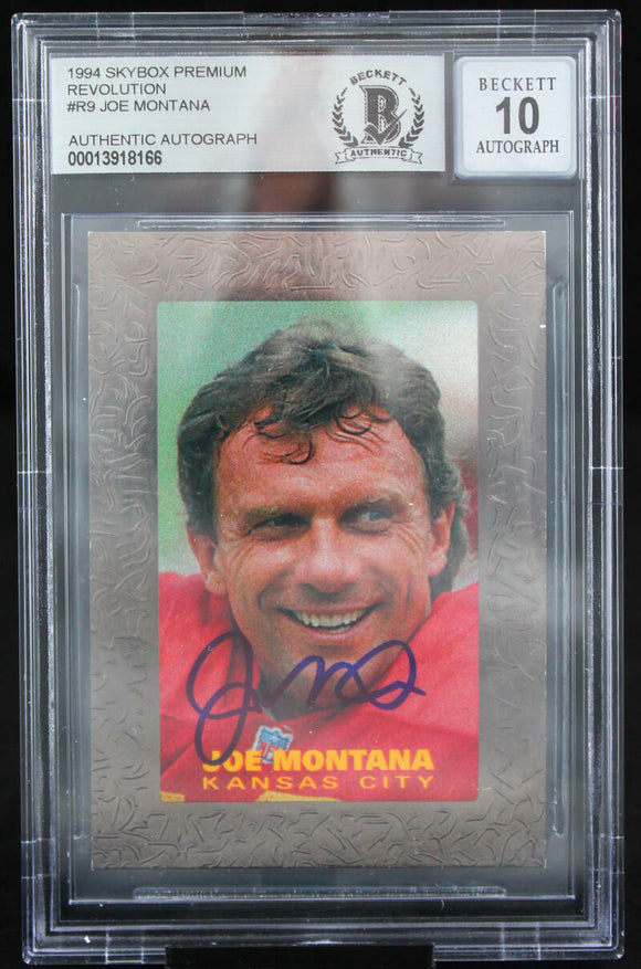 1994 Skybox Premium Revolution #R9 Joe Montana Kansas Chiefs BAS Autograph 10