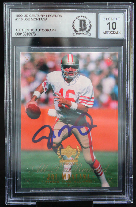 1999 UD Century Legends #118 Joe Montana Auto 49ers BAS Autograph 10