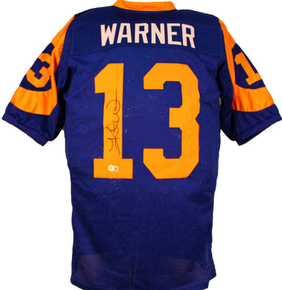 Kurt Warner Autographed Blue/Yellow Pro Style Jersey-Beckett W Hologram