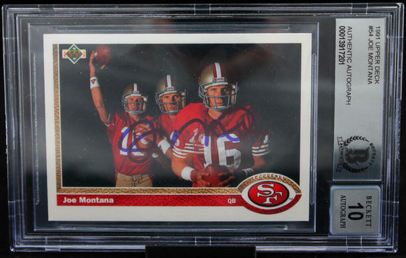 1991 Upper Deck #54 Joe Montana Auto San Francisco 49ers BAS Autograph 10