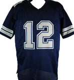 Roger Staubach Autographed Blue/Grey Pro Style Jersey-Beckett W Hologram *Black