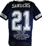 Deion Sanders Autographed Blue Pro STAT Style Jersey-Beckett W Hologram *Black