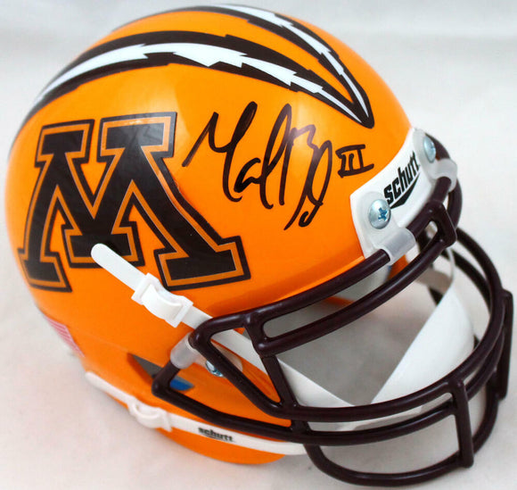 Marion Barber Autographed Minnesota Gophers Goldy Schutt Mini Helmet-BAW Holo