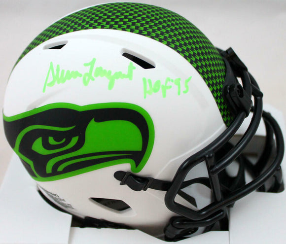 Steve Largent Signed Seattle Seahawks Lunar Speed Mini Helmet w/HOF-BeckettWHolo