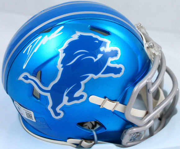 D'Andre Swift Autographed Detroit Lions Flash Speed Mini Helmet-Beckett W Holo