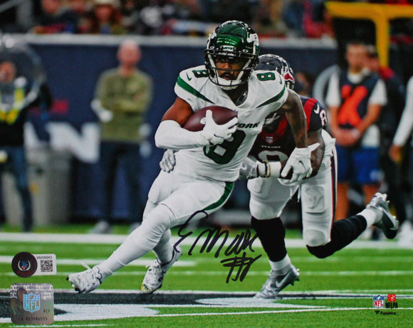 Elijah Moore Autographed NY Jets Vs. Texans 8x10 FP Photo- Beckett W Hologram