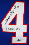 Thurman Thomas Autographed Blue Pro Style Jersey w/2 Insc.-Beckett W Hologram