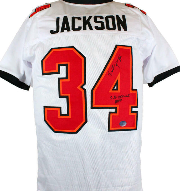 Dexter Jackson Autographed White Pro Style Jersey w/ SB MVP-Prova Auth *Black