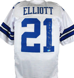 Ezekiel Elliott Autographed White Pro Style Jersey-Beckett W Hologram *Silver