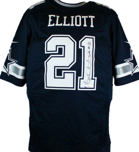 Ezekiel Elliott Autographed Dallas Cowboys Blue Nike Game Jersey-Beckett W Holo