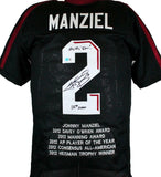 Johnny Manziel Autographed Black College Style STAT Jersey w/2 insc.-BAW Holo