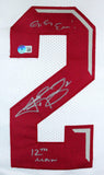 Johnny Manziel Autographed White College Style STAT Jersey w/2 insc.-BAW Holo