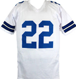 Emmitt Smith Autographed White Pro Style STAT Jersey- Beckett W Hologram *Silver