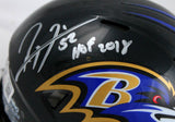 Ray Lewis Autographed Baltimore Ravens Speed Mini Helmet w/HOF-Beckett W Holo