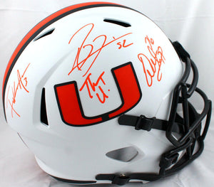 Lewis/Gore/Sapp Autographed Miami Hurricanes F/S Lunar Speed Helmet-BeckettWHolo