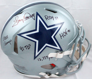 Tony Dorsett Signed Cowboys F/S Speed Authentic Helmet w/5 stats-Beckett W Holo