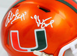 Warren Sapp Signed Miami Hurricanes Flash Speed Mini Helmet w/Insc.-BeckettWHolo