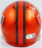 Warren Sapp Signed Miami Hurricanes Flash Speed Mini Helmet w/Insc.-BeckettWHolo