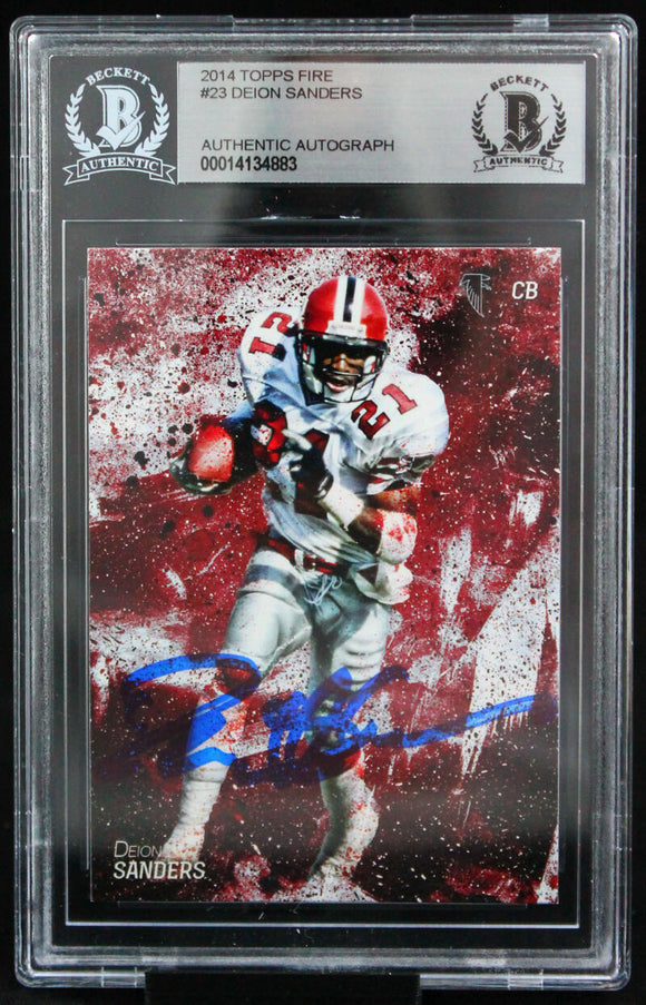 2014 Topps Fire #23 Deion Sanders Auto Atlanta Falcons Autograph Beckett Auth