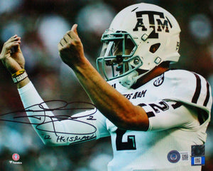 Johnny Manziel Signed Texas A&M 8x10 Close Up w/Heisman-Beckett W Hologram