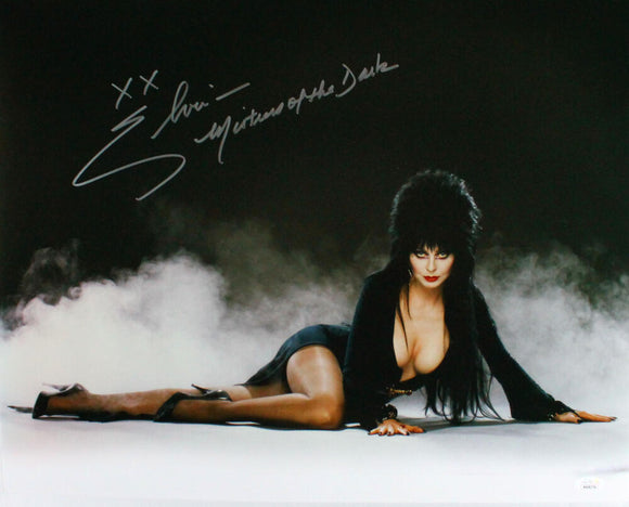 Cassandra Peterson Autographed 16x20 Elvira Photo w/Insc-JSA W *Silver