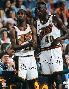 Gary Payton/Shawn Kemp Signed Seattle SuperSonics 16x20 Close Up-Beckett Holo