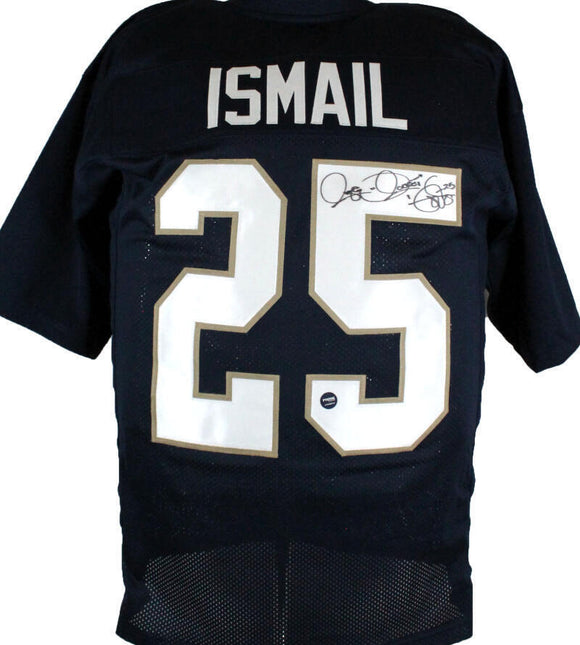 Raghib 'Rocket' Ismail Autographed Blue College Style Jersey-Prova *Black