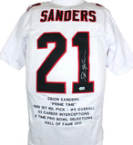 Deion Sanders Autographed White Pro STAT Style Jersey-Beckett W Hologram *Silver