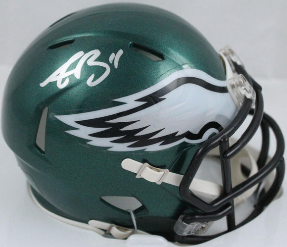 AJ Brown Autographed Philadelphia Eagles Speed Mini Helmet-Beckett W Hologram