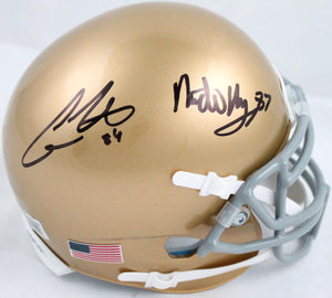 Cole Kmet Michael Mayer Signed Notre Dame Mini Helmet-Beckett W Hologram *Black