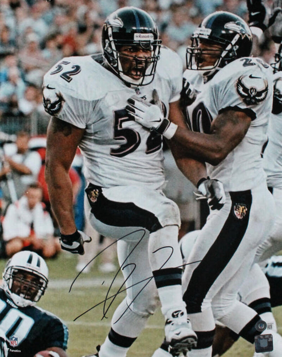 Ray Lewis Autographed Baltimore Ravens 16x20 FP Get Some Photo -Beckett W Holo